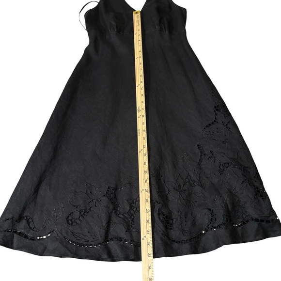 Ann Taylor 100% Linen Black Halter Dress Sz 6 Fit & Flare Cocktail Party Dressy - Picture 15 of 16